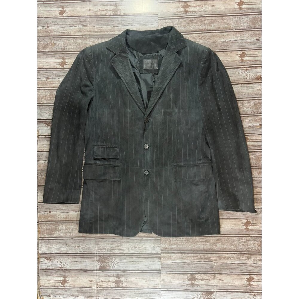 SCHIATTI & CO suede pinstripe sport Blazer Jacket sz 42 color black white